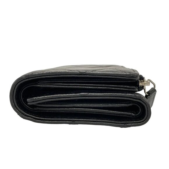 Auth CHANEL Matelasse Black Lambskin Trifold Wallet - Picture 8 of 13
